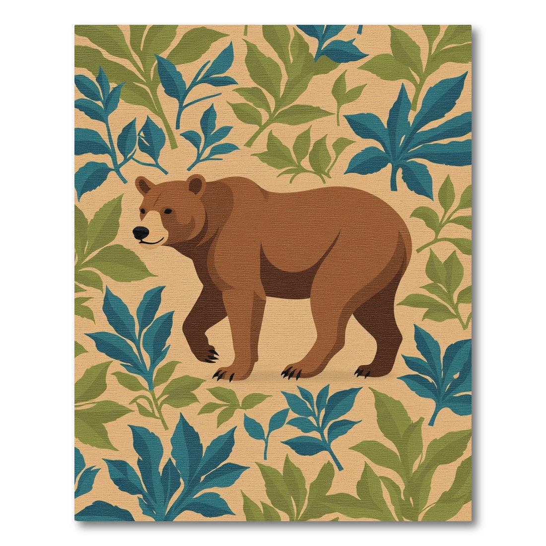 Brown Bear Amidst Green Blue Foliage Rug