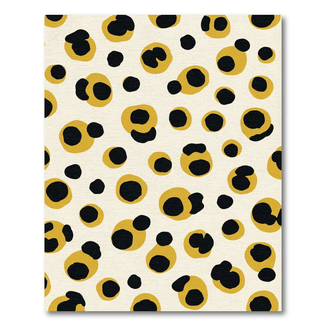 Muted Yellow Black Spotted Shapes Rug