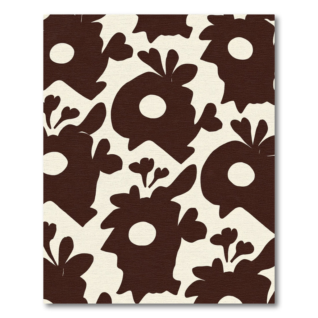 Dark Brown Abstract Floral Pattern Rug