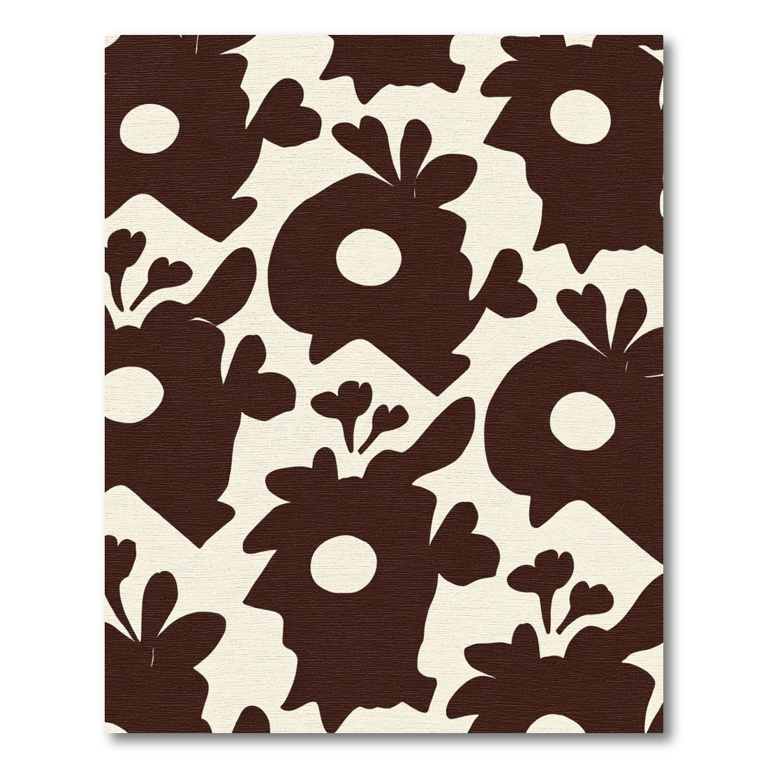 Dark Brown Abstract Floral Pattern Rug