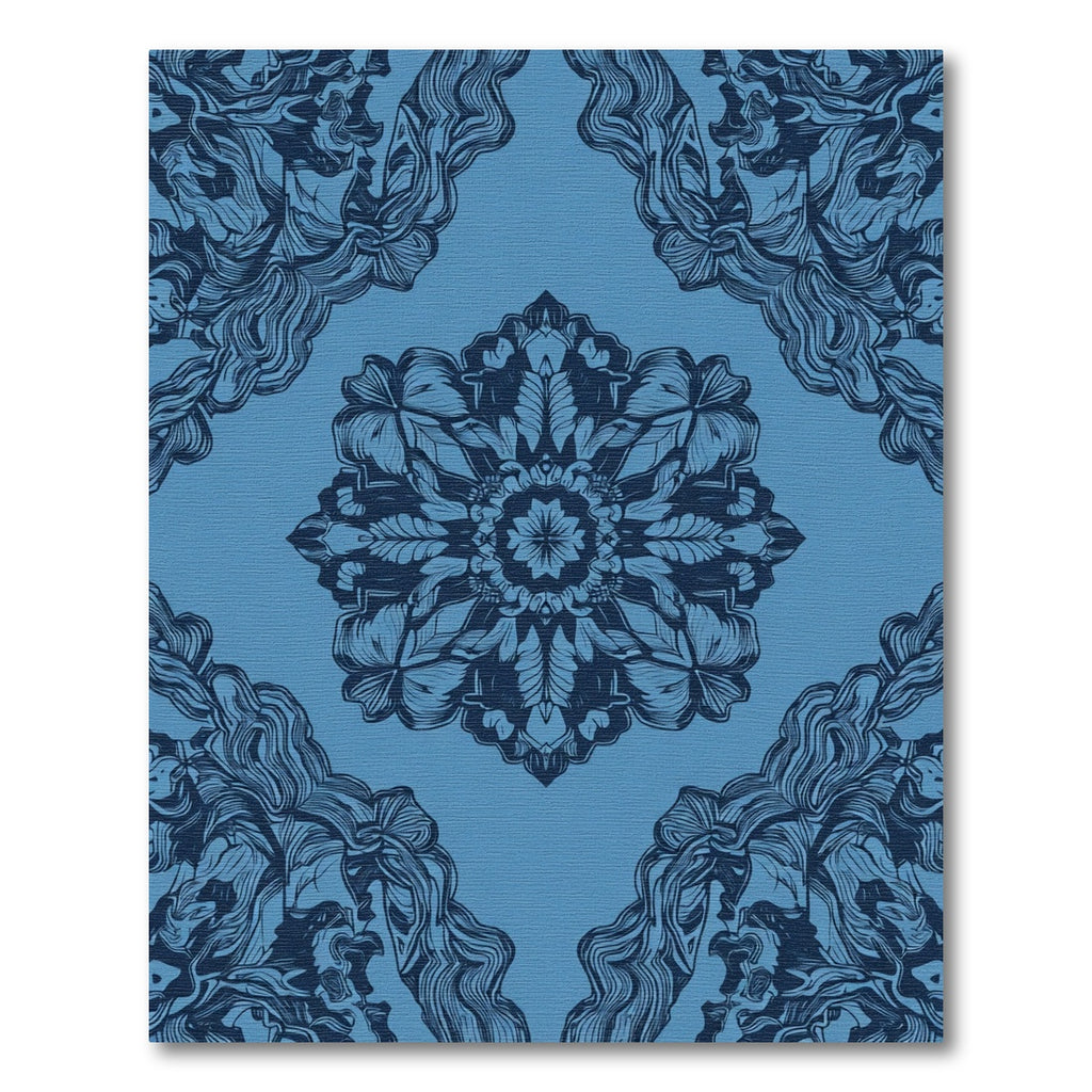 Deep Blue Floral Mandala Repeat Rug