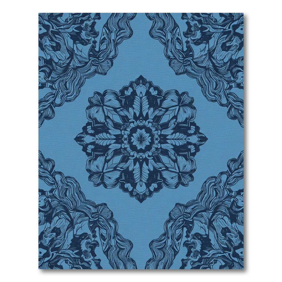Deep Blue Floral Mandala Repeat Rug