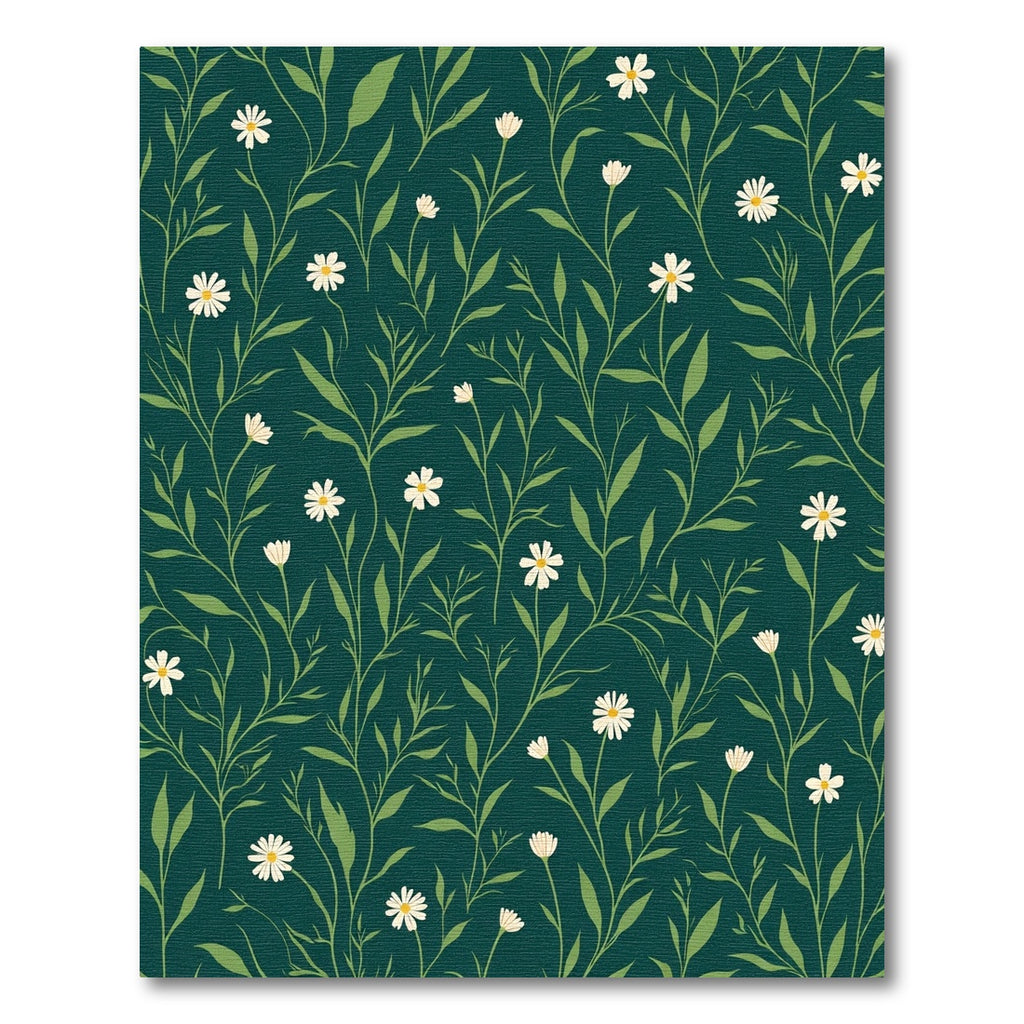 Deep Teal White Daisy Vine Rug