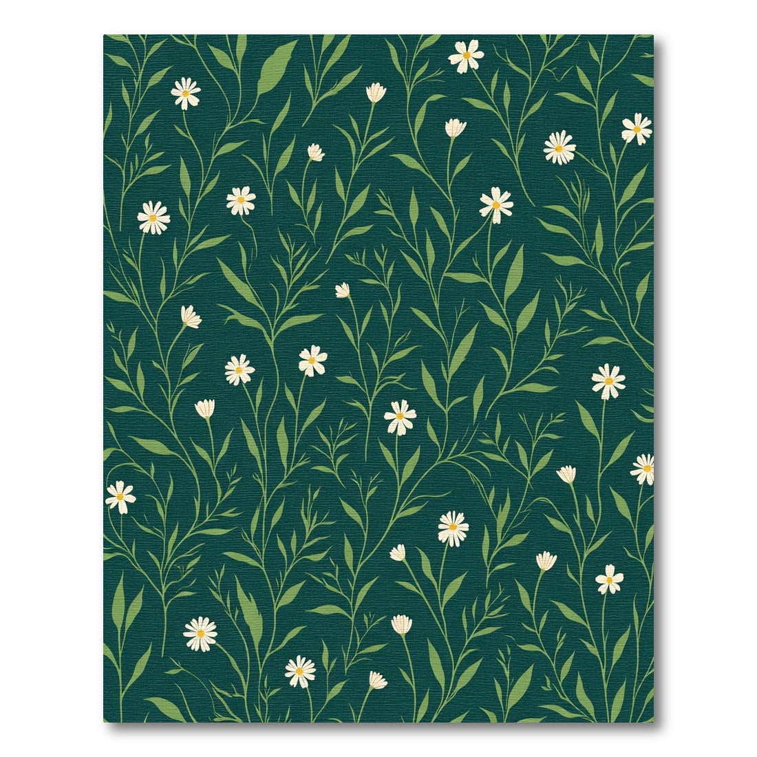 Deep Teal White Daisy Vine Rug