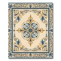 Golden Blue Vintage Scroll Medallion Rug
