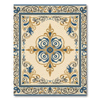 Golden Blue Vintage Scroll Medallion Rug