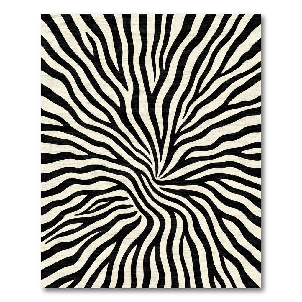 Black White Zebra Stripe Whirl Rug