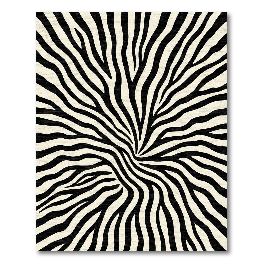 Black White Zebra Stripe Whirl Rug