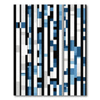 Abstract Blue White Vertical Blocks Rug