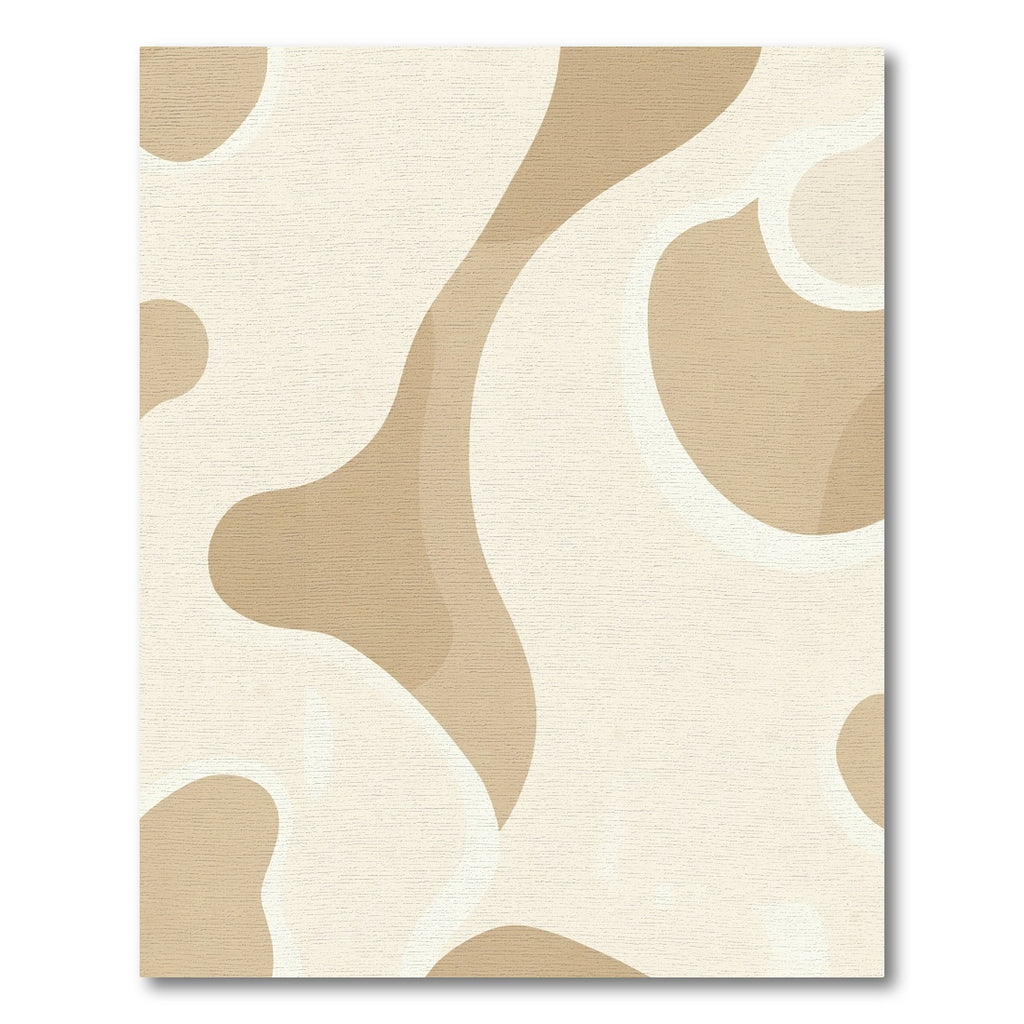Cream Beige Abstract Organic Swirl Rug