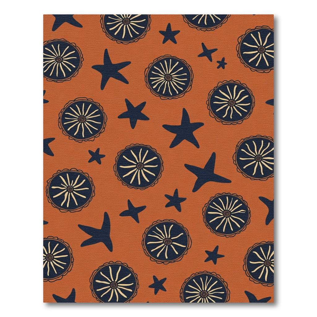 Terracotta Starburst Folk Art Tiles Rug