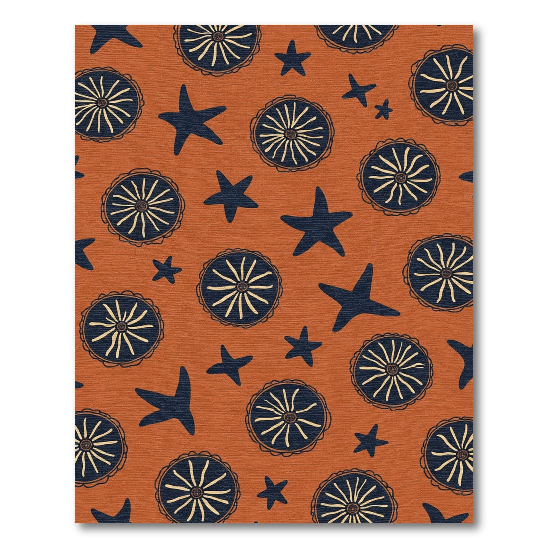 Terracotta Starburst Folk Art Tiles Rug
