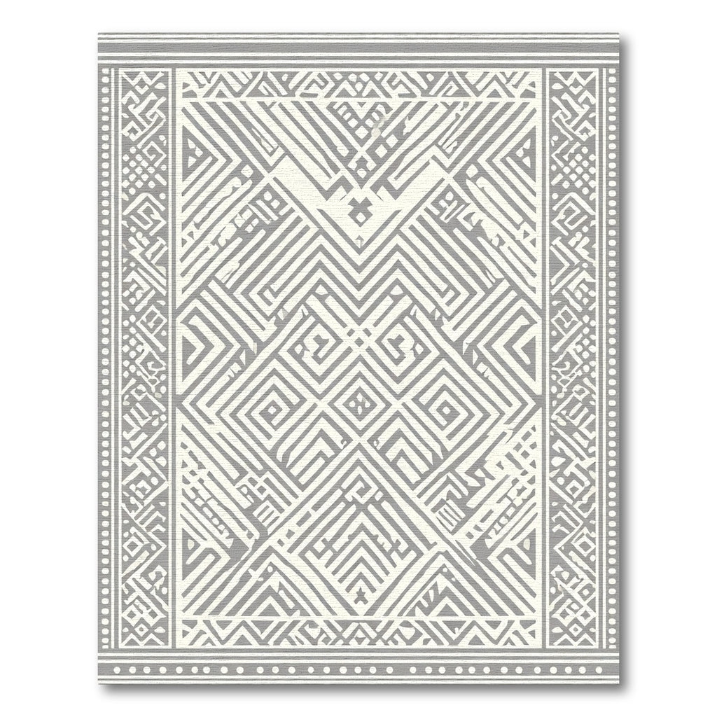 Gray Geometric Maze Southwestern Rug