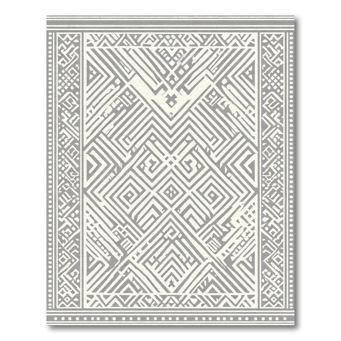 Gray Geometric Maze Southwestern Rug