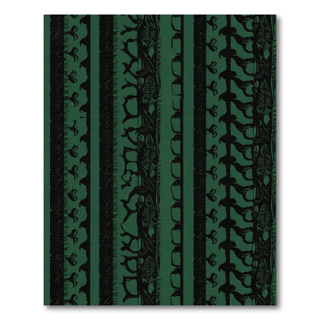 Deep Green Tribal Stripe Collage Rug