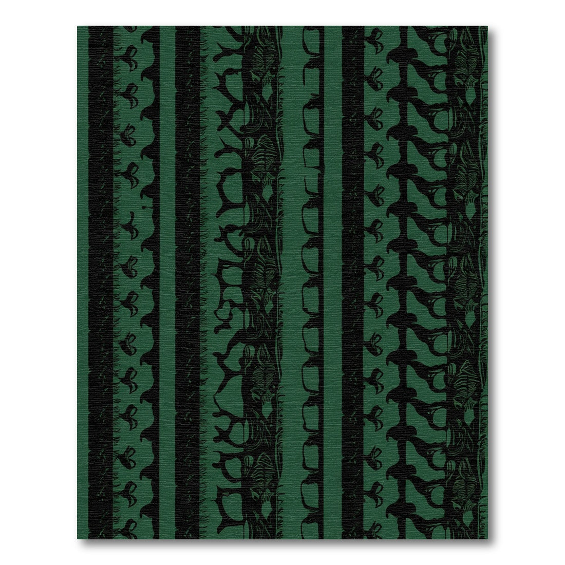 Deep Green Tribal Stripe Collage Rug