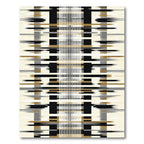Abstract Black Gold Stripe Rectangles Rug