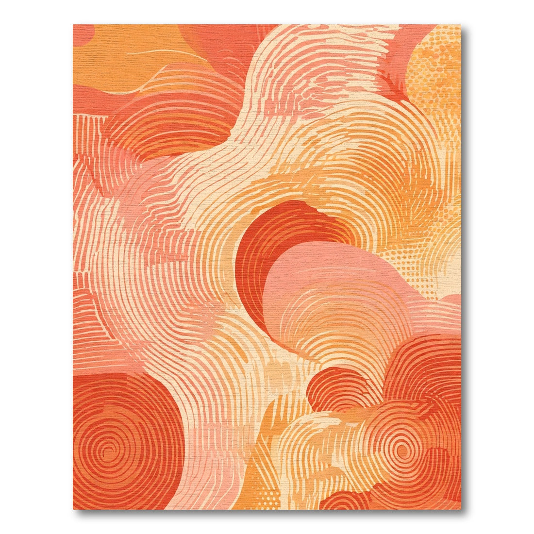 Coral Orange Swirl Abstract Flow Rug