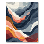 Crimson Coral Abstract Flowing Waves Rug