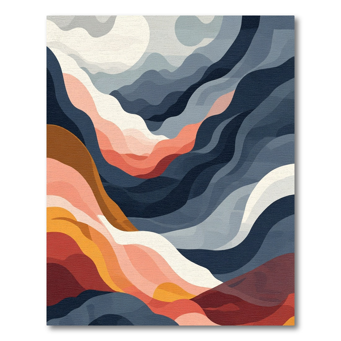 Crimson Coral Abstract Flowing Waves Rug