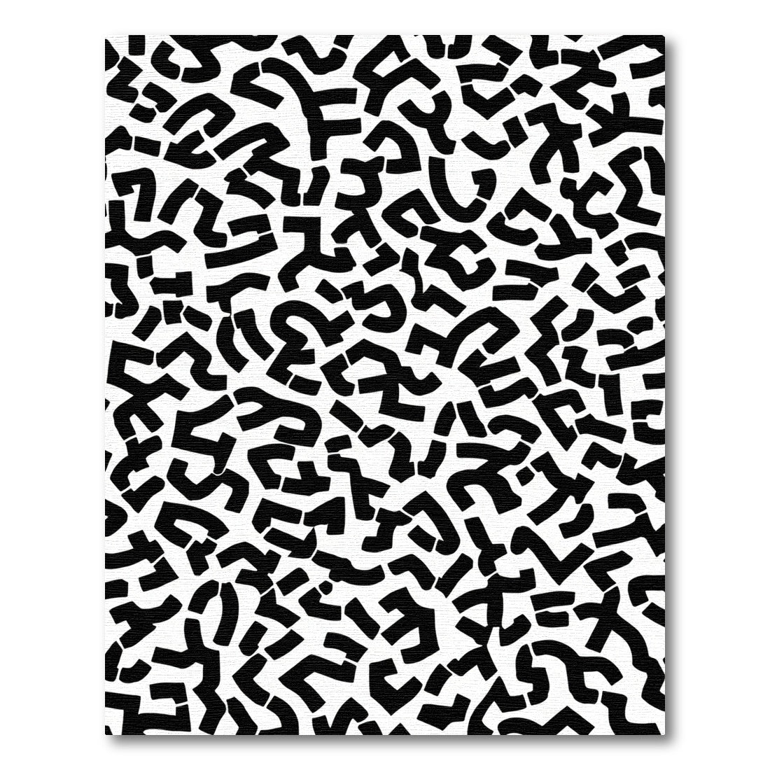 Monochromatic Abstract Jigsaw Shapes Rug