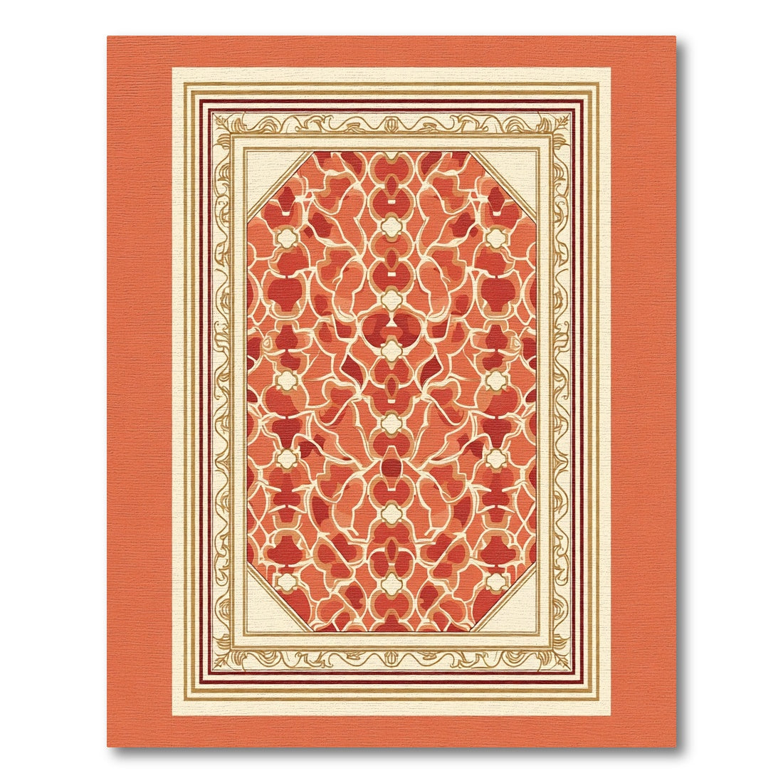 Crimson Red Floral Lattice Accent Rug