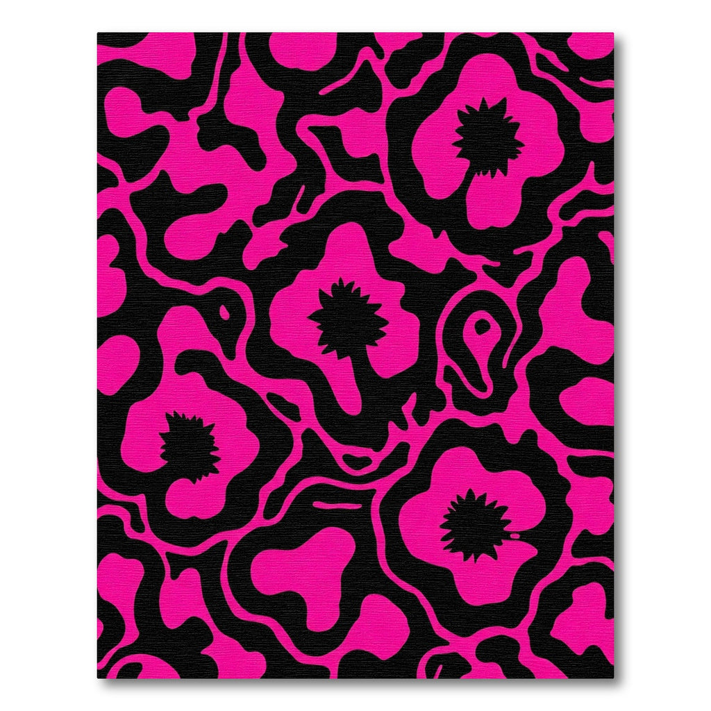 Hot Pink Floral Abstract Blobs Rug