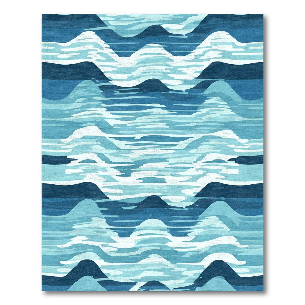 Abstract Blue Ocean Wave Landscape Rug