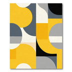 Abstract Yellow Gray Geometric Shapes Rug
