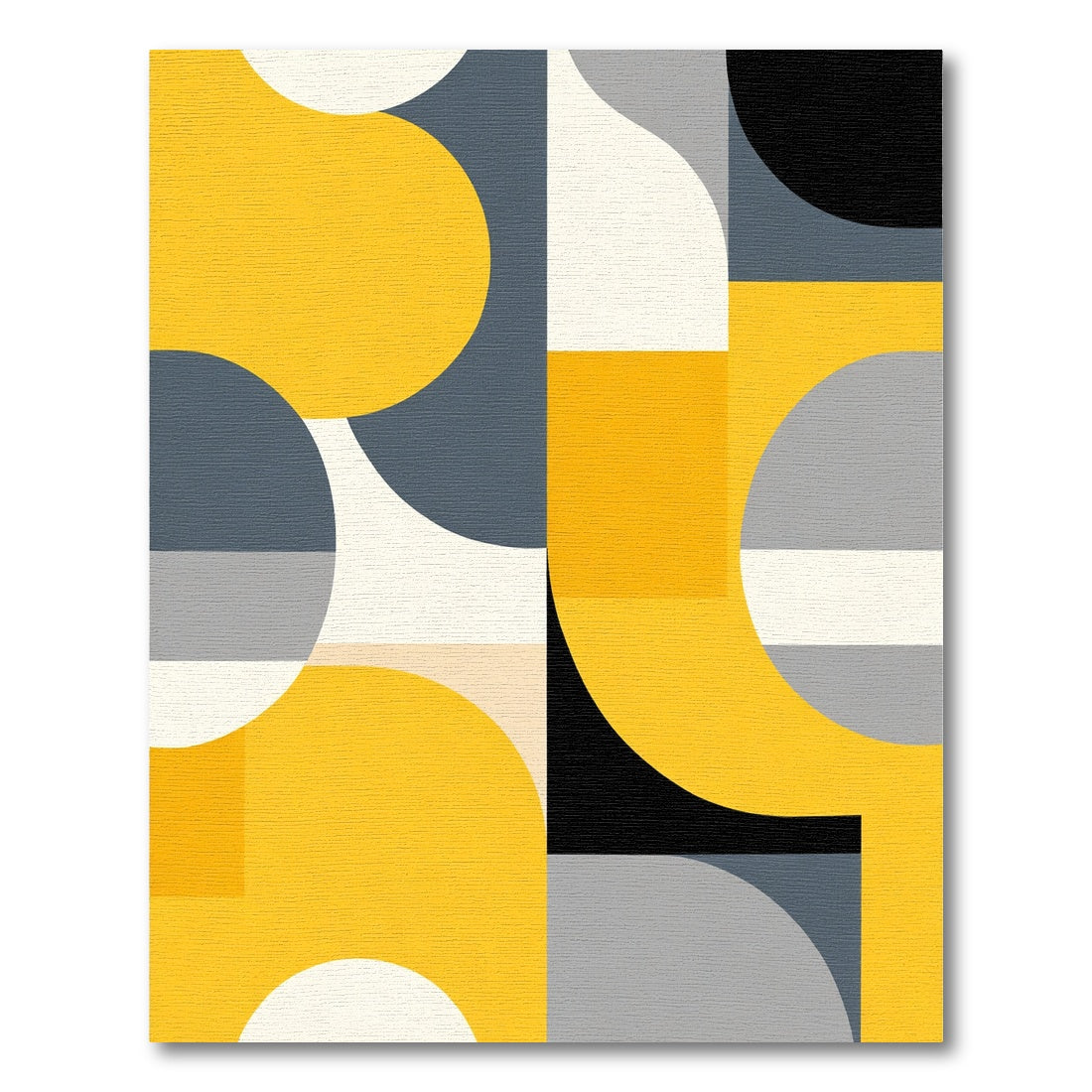 Abstract Yellow Gray Geometric Shapes Rug