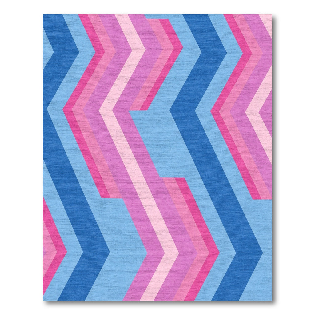 Geometric Chevron Pink Blue Lines Rug
