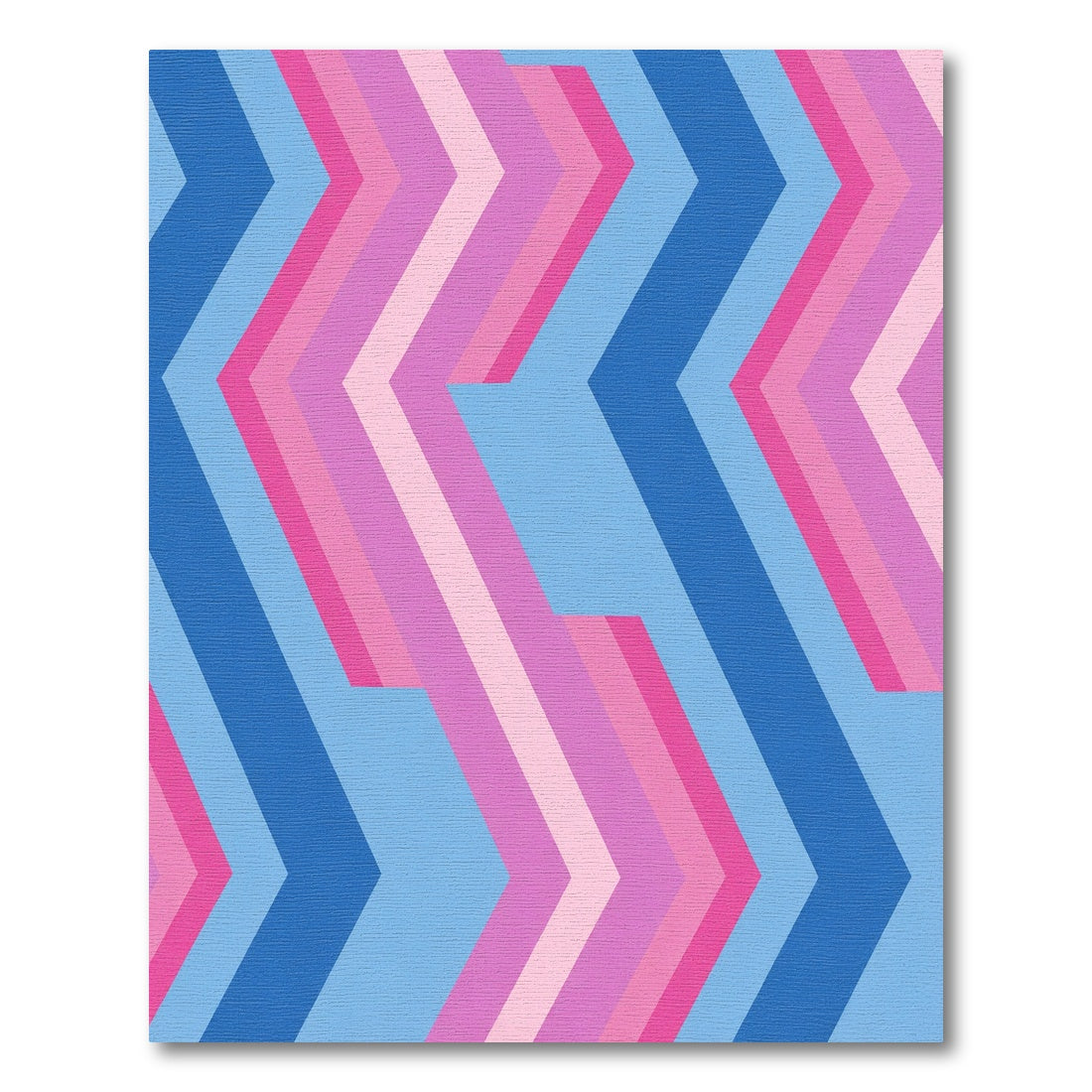 Geometric Chevron Pink Blue Lines Rug