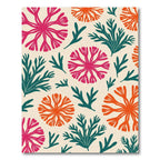 Coral Orange Pink Teal Branch Collage Rug