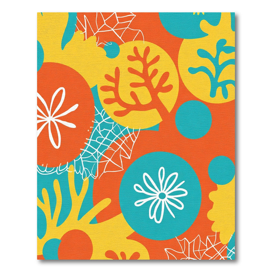 Vibrant Coral Yellow Aqua Abstract Shapes Rug