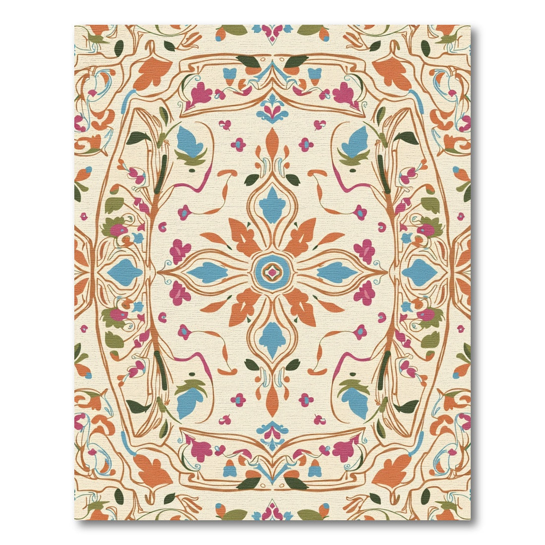 Floral Symmetrical Medallion Cream Rug