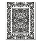 Monochromatic Floral Arabesque Frame Rug