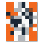 Geometric Orange White Navy Block Rug