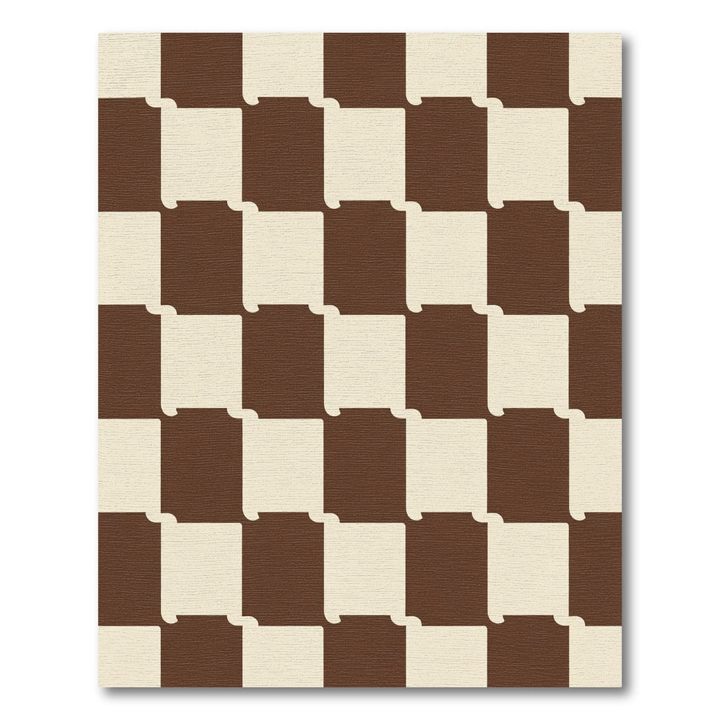 Brown Cream Checkerboard Blocks Rug
