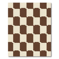 Brown Cream Checkerboard Blocks Rug
