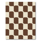 Brown Cream Checkerboard Blocks Rug