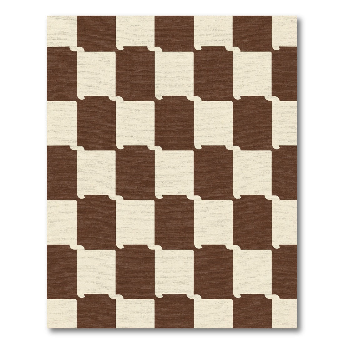 Brown Cream Checkerboard Blocks Rug