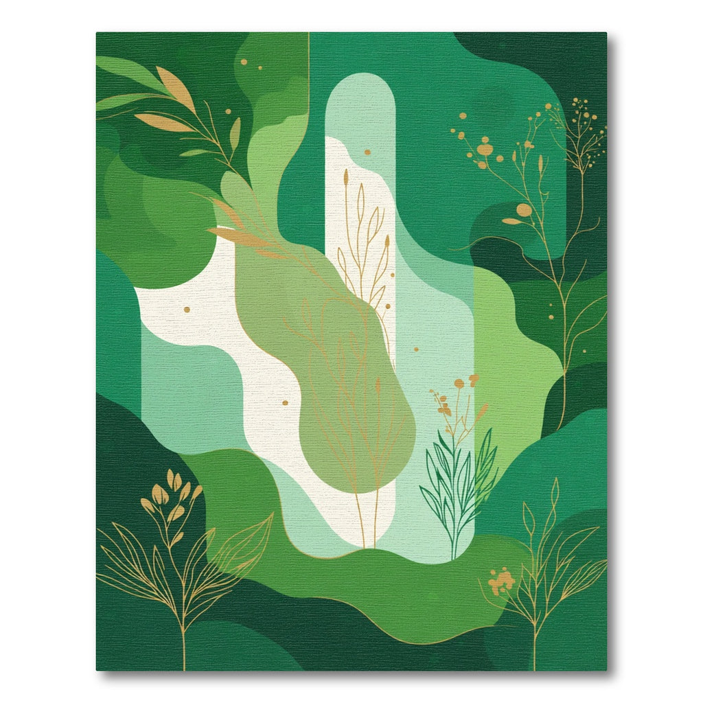 Emerald Green Botanical Abstract Rug