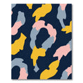 Abstract Navy Yellow Pink Blue Swirls Rug