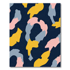 Abstract Navy Yellow Pink Blue Swirls Rug