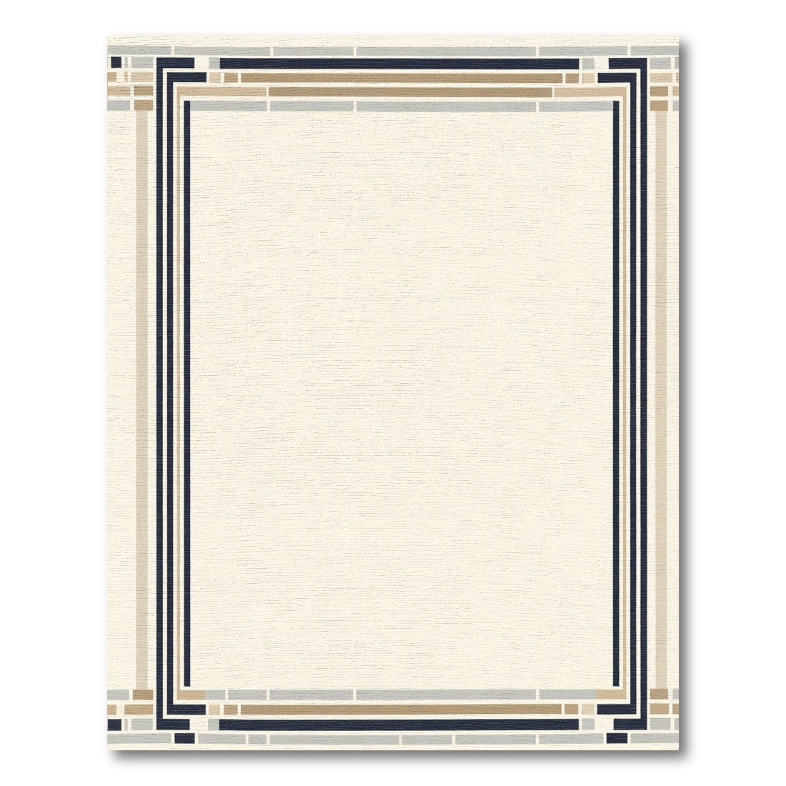 Modern Cream Geometric Border Rug