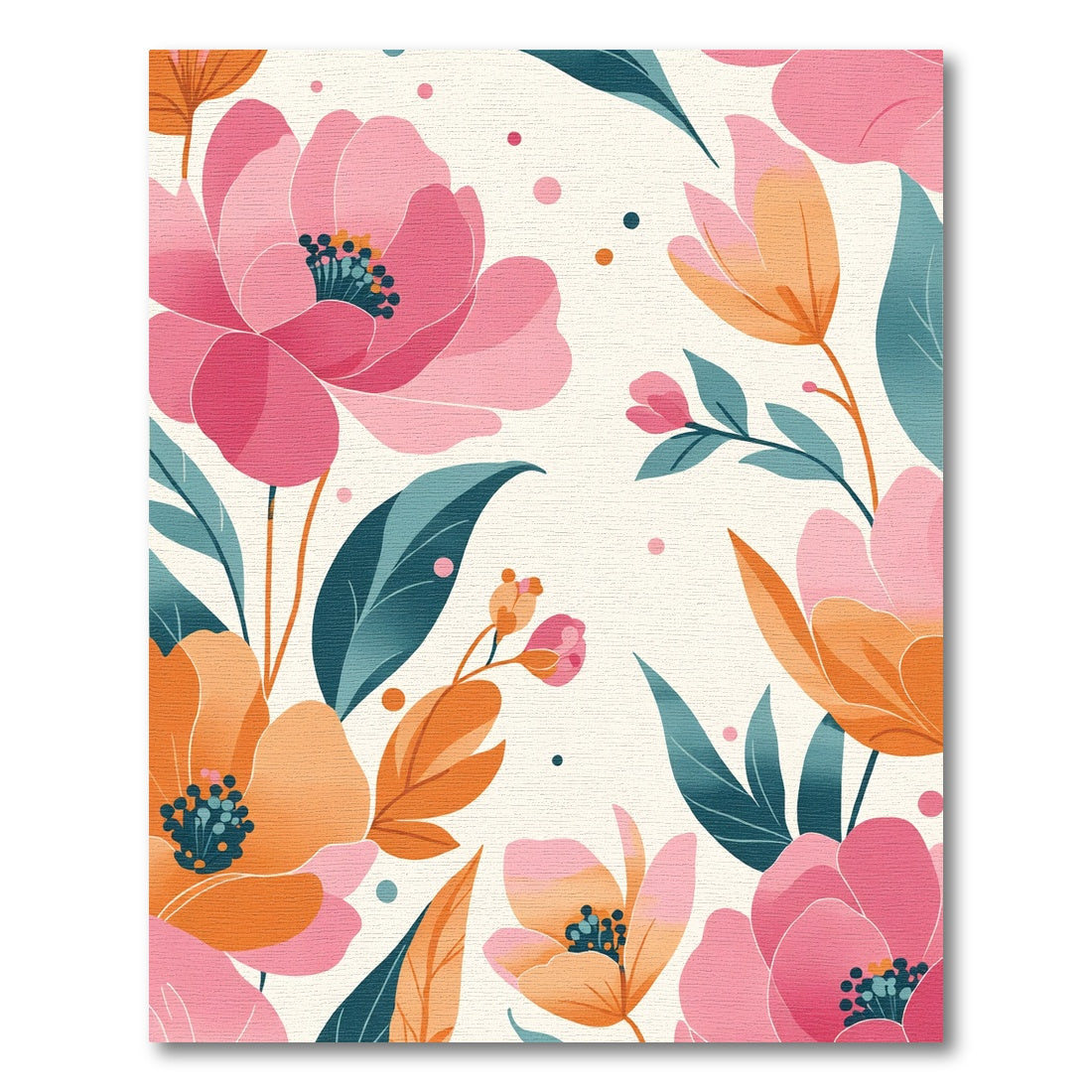 Vibrant Pink Orange Floral Watercolor Garden Rug
