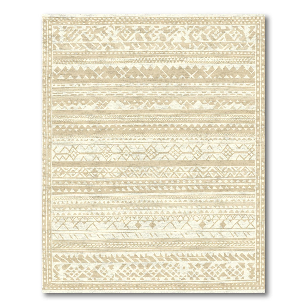 Nautical Beige Geometric Tribal Stripes Rug
