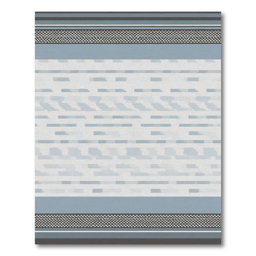 Gray and Blue Abstract Striped Rug
