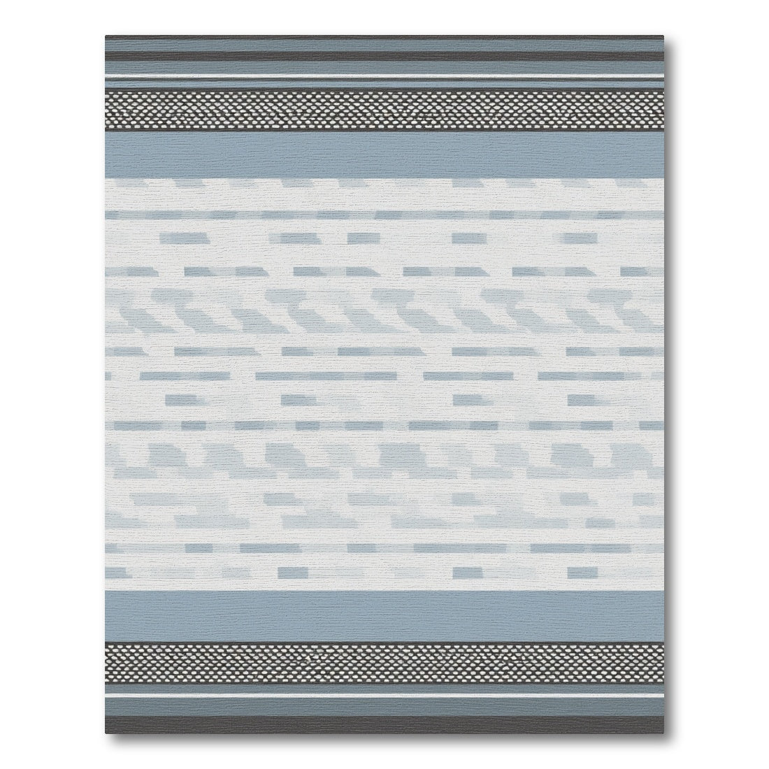 Gray and Blue Abstract Striped Rug