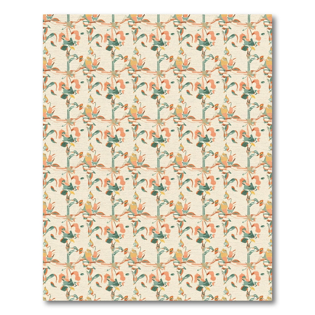 Vintage Orange Floral Vine Arrangement Rug